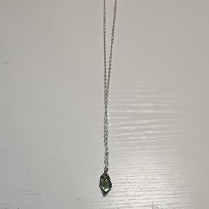 Elegant Silver Necklace with Green Pendant